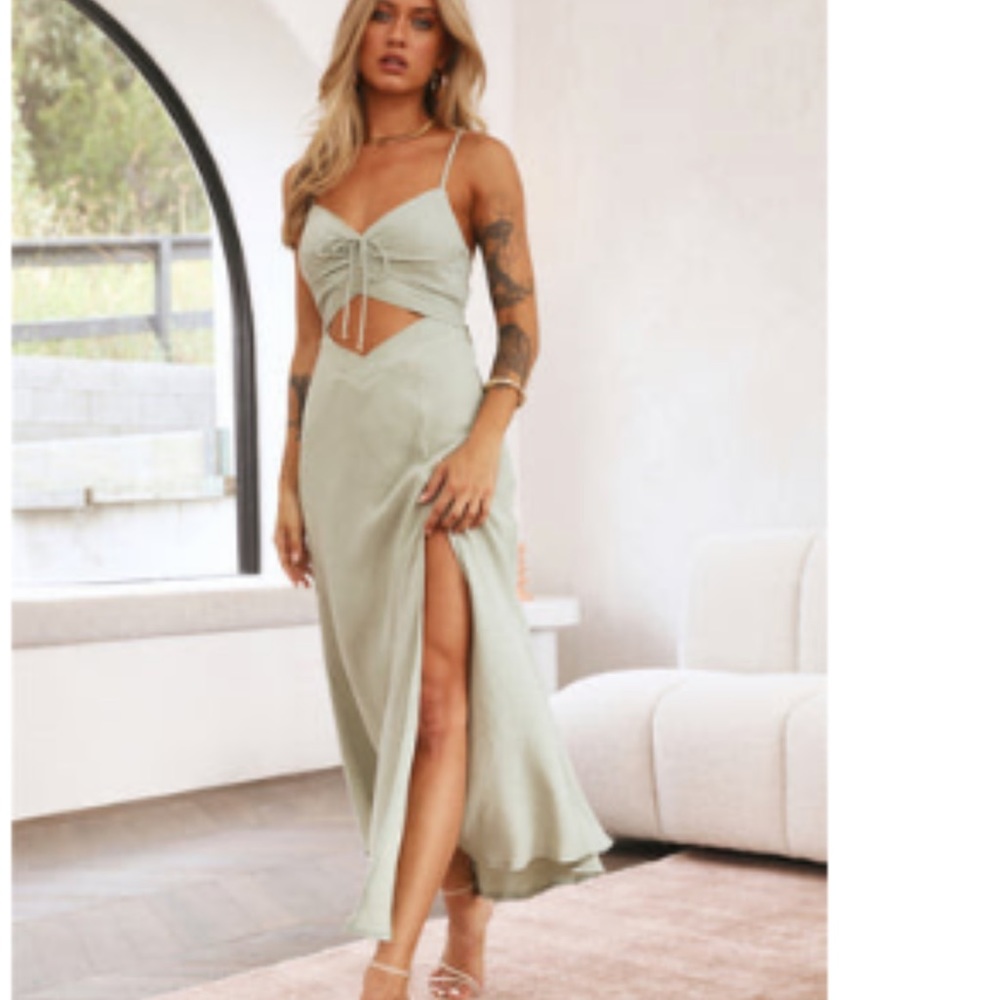 Hello Molly Barbie doll sage dress
